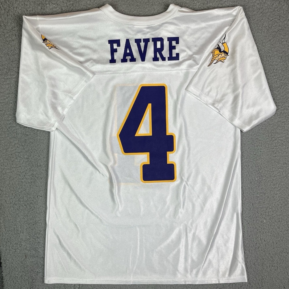 Brett Favre Minnesota Vikings #4 NFL Football Jersey Adult Medium White Purple